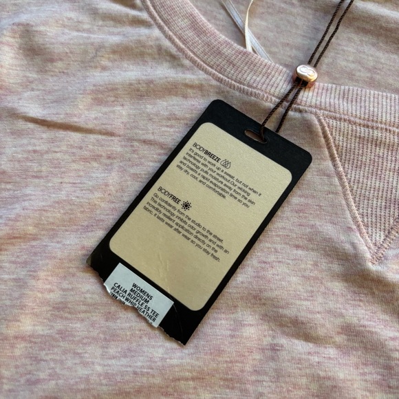 NWT Calia Ruffle Short Sleeve Tee Peach Whip Heather M | Casual - Picture 2 of 9